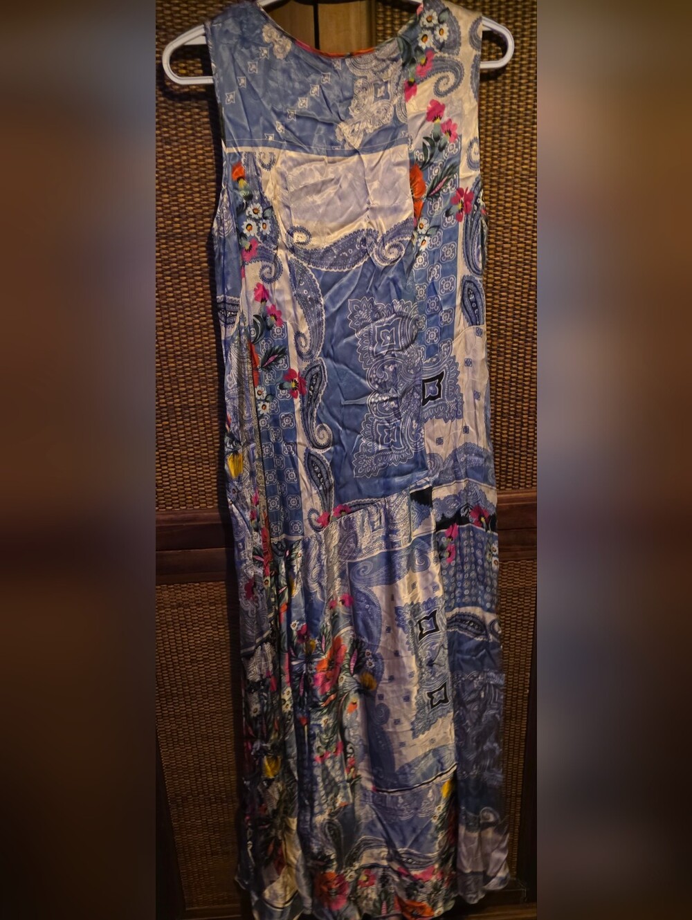 Johnny Was Med Multicolor Patchwork Floral Maxi Dress Blue and Green 21ptp - Picture 3 of 6